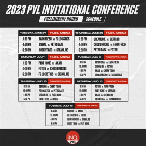2023 pvl invitational conference schedule